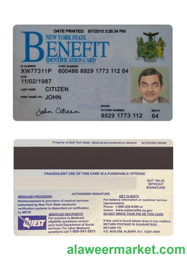 USA New York Benefit ID card